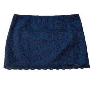 Hollister Floral Lace Scallop Trim Mini Skirt Blue Scandi Fairy Grunge Y2K-0
